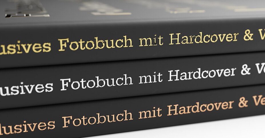 Fotobuch Einband mit Folienveredelung in Gold, Platin oder Bronze