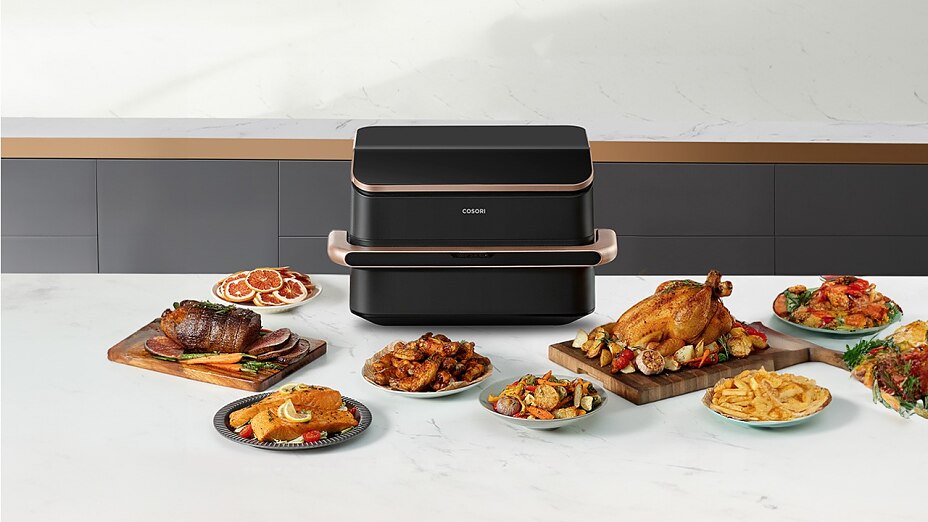 COSORI DualBlaze TwinFry Heißluftfritteuse mit doppeltem Heizsystem, innovative Technologie für gleichmäßiges Frittieren COSORI DualBlaze TwinFry Heißluftfritteuse mit doppeltem Heizsystem, innovative Technologie für gleichmäßiges Frittieren