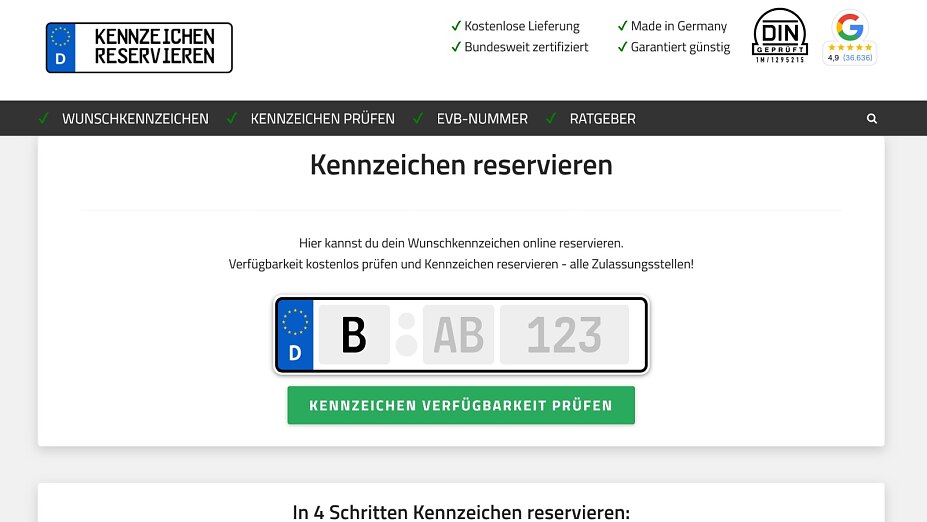 Kennzeichen bequem online reservieren auf Kennzeichen-reservieren.jetzt