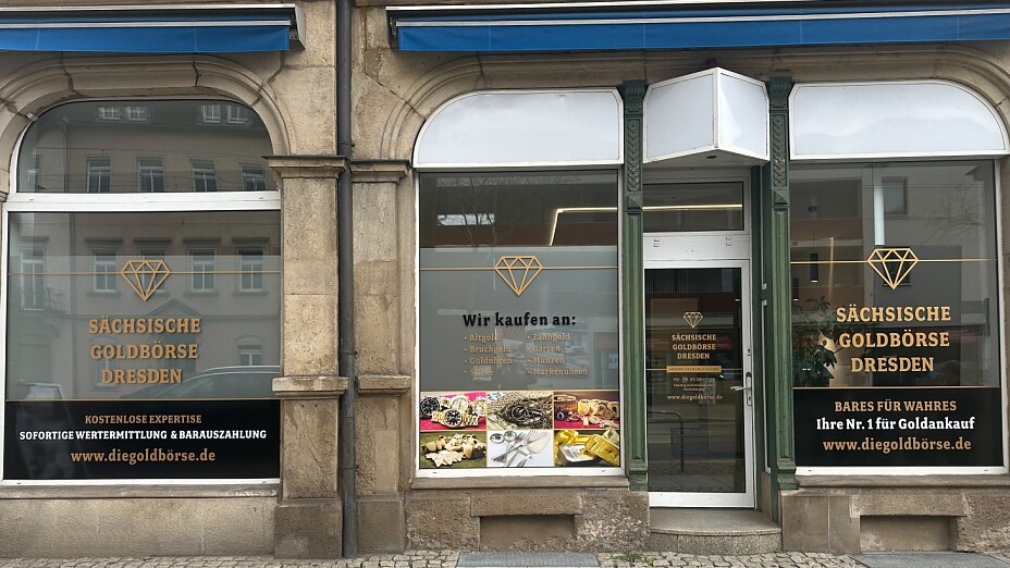Am Standort Dresden in der Leipziger Straße 40 prüft die Goldbörse Ihr Gold direkt vor Ihren Augen.