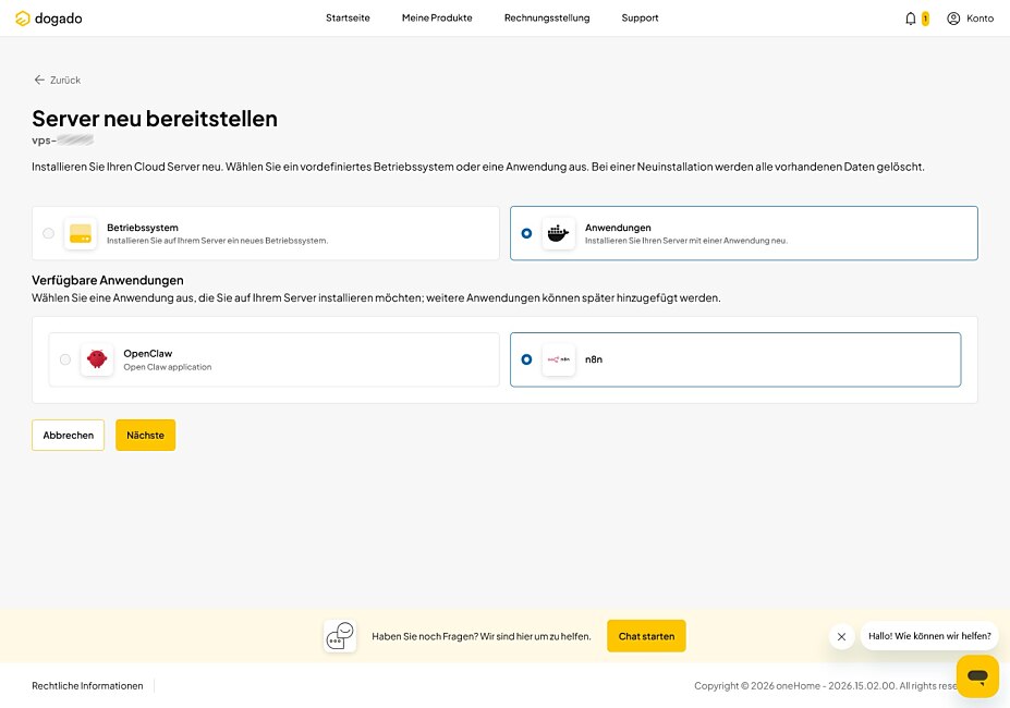 n8n Hosting Verwaltungsoberfläche Apps